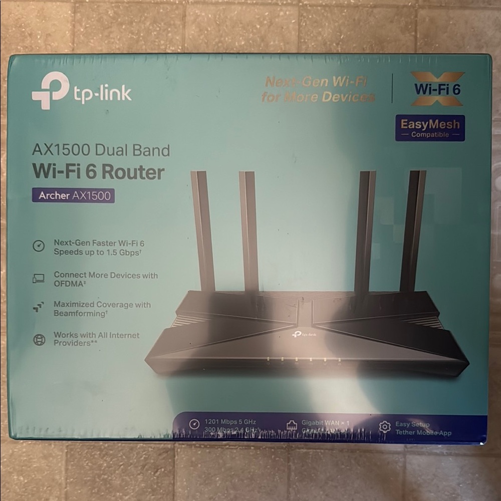 TP-Link Archer AX1500 Wi-Fi 6 Router - Black - New